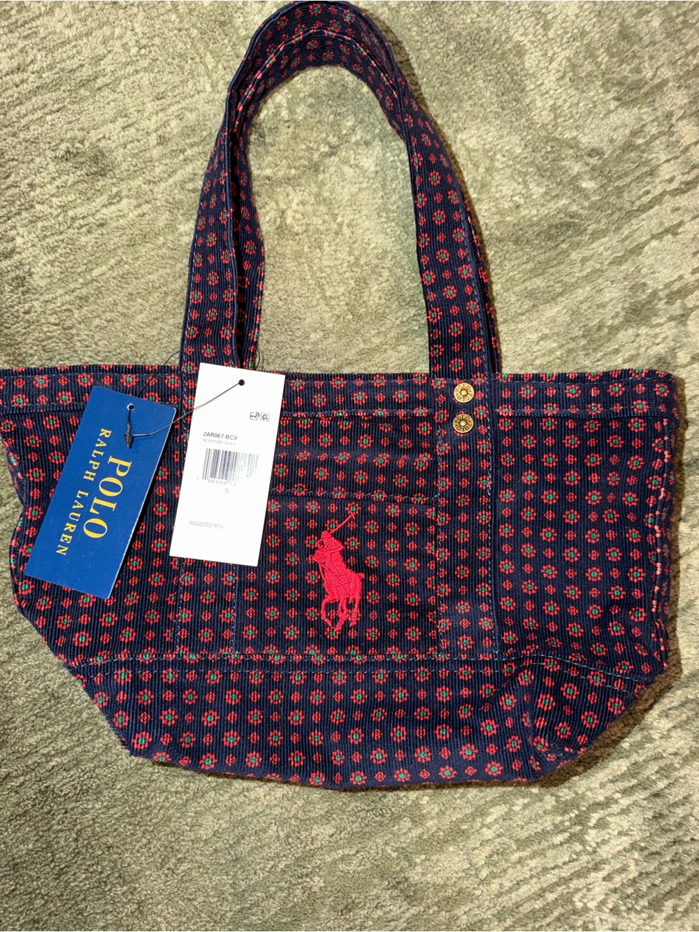 Polo Ralph Lauren mini corduroy tote bag in Newport Navy NWT